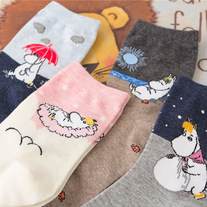 Новая мода Mumin Муми-долина мультфильм милый Косплей Украина носки для женщин хлопок medias de mujer tobilleras улица хип-хоп 1 пара