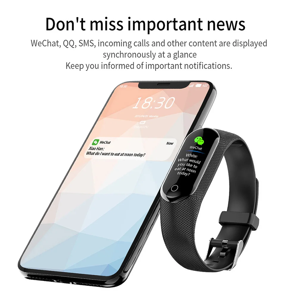 New M8 Bluetooth Bracelet Heart Rate / Sleep Oximeter Step Monitoring Photo Message Reminder Sports Smart Hand | Электроника
