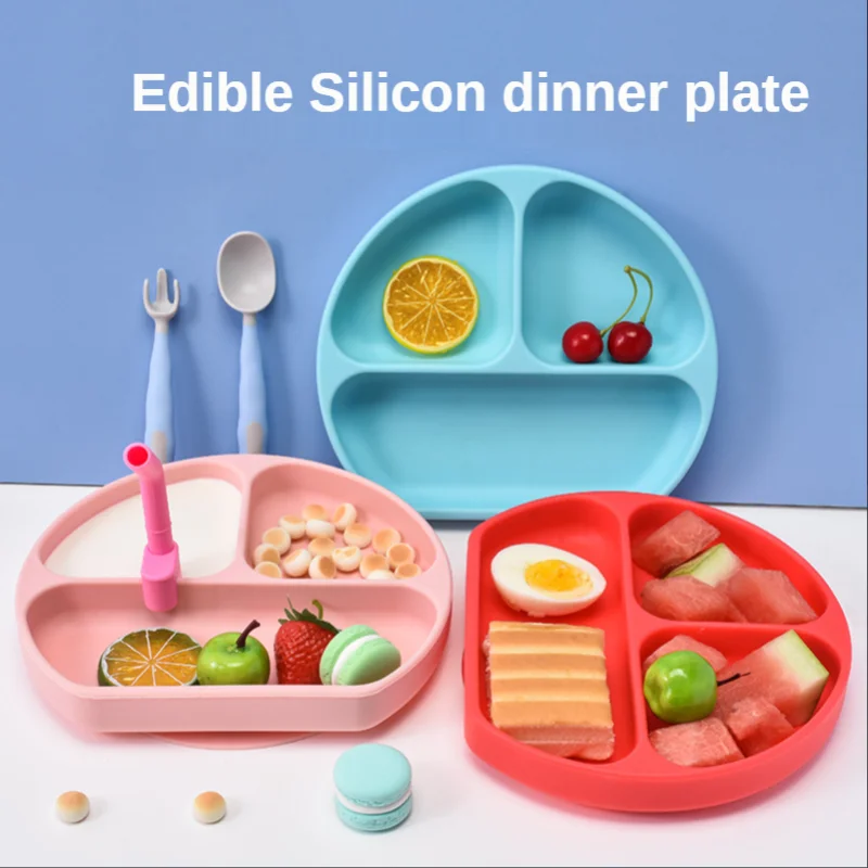 

Детская силиконовая тарелка, интегрированная детская посуда, миска для пищевых добавок, детская Нескользящая присоска, лоток, набор посуды для кормления ребенка