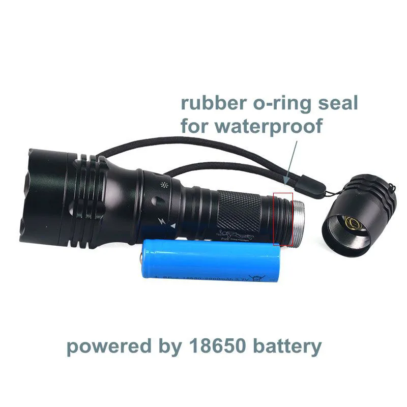 TMWT Водонепроницаемый Дайвинг факел 2000LM CREE XM-L2 T6 LED холодный белый свет фонарик с 18650 Батарея