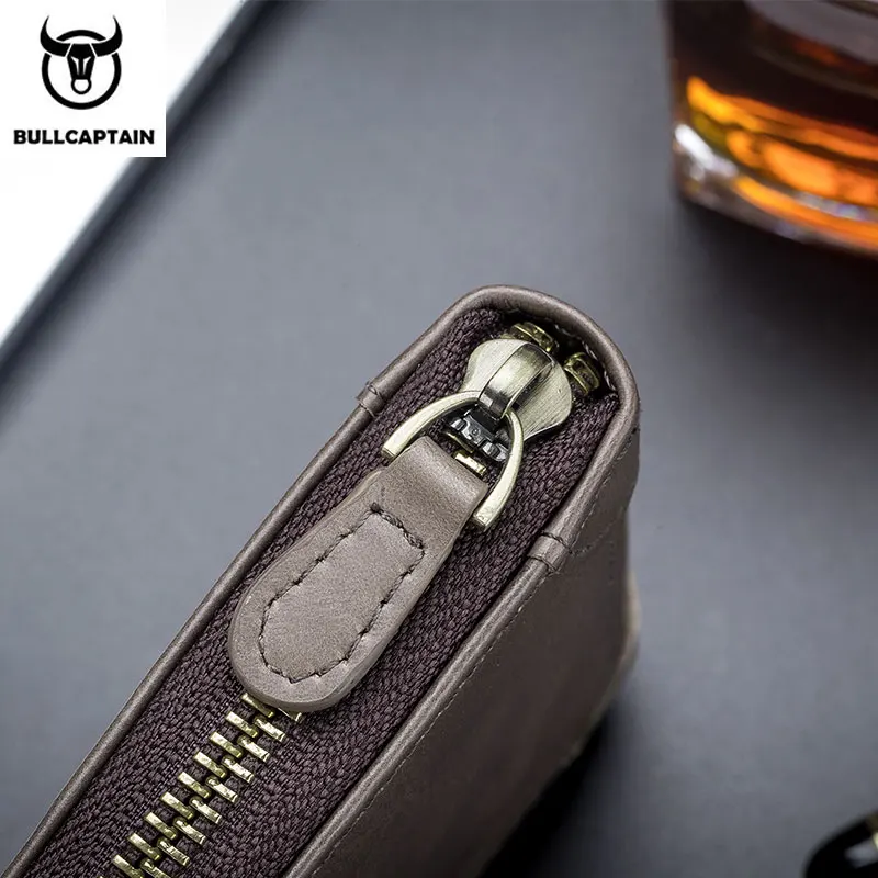 Кошелек BULLCAPTAIN мужской кожаный клатч с RFID защитой бумажник для мелочи посылка