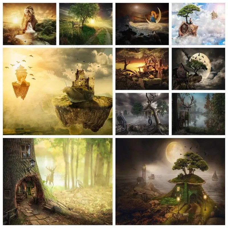 

DIY Diamond Painting Fantasy Landscape Cross Stitch Kit Gothic Scenic Island Forest 5D Diamond Mosaic Art Rhinestone Embroidered