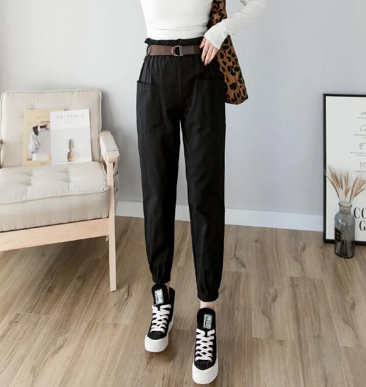 Брюки-карандаш женские однотонные с высокой талией на весну и лето 2020 | Женская