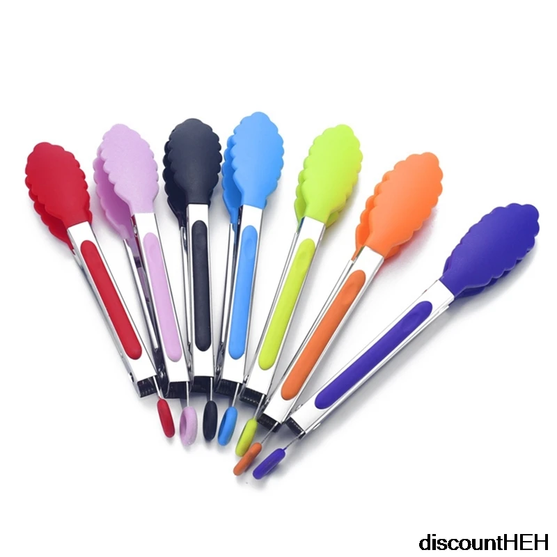 Силиконовые щипцы из нержавеющей стали 8 дюймов для приготовления пищи барбекю