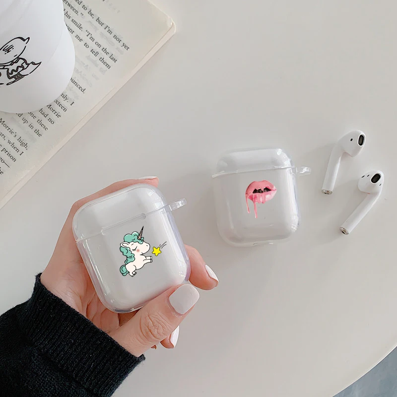 

Hanging Hole Cute Unicorn For Airpods Case Wireless Earphone Charging Box Case For AirPods 1 2 Soft Protective Cover Air Pods 2