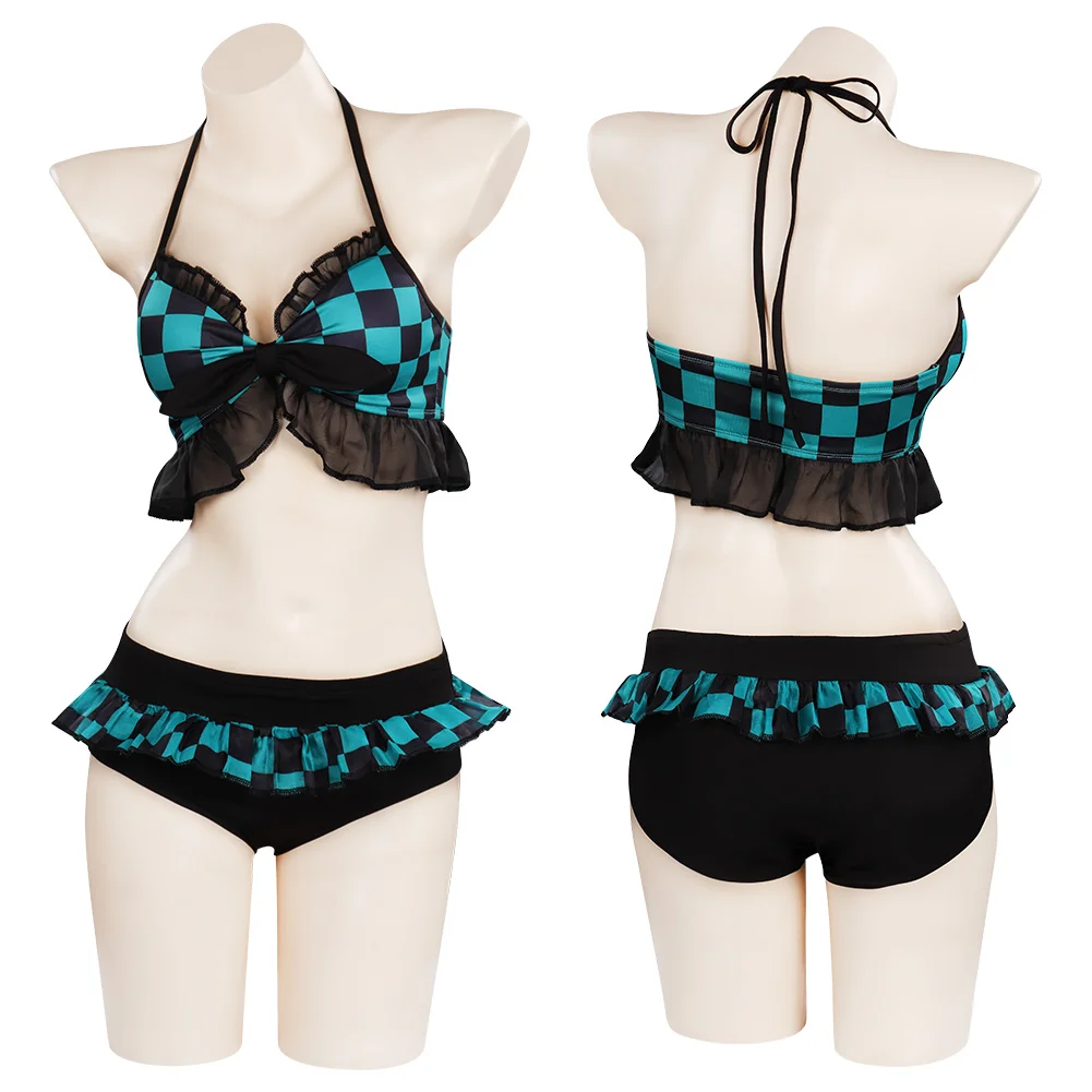 

Anime Demon Slayer -Kamado Tanjirou Cosplay Costume Swimwear Outfits Halloween Carnival Suit