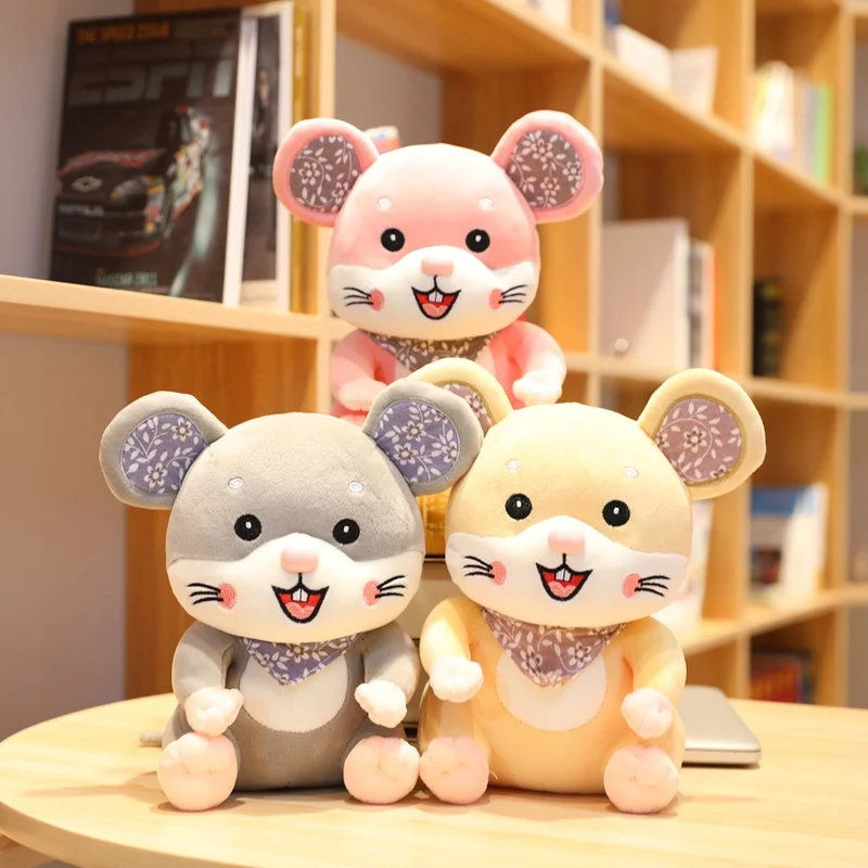 

New 28/38/58CM Kawaii Smile Mouse Plush Toy Soft Stuffed Animal Scarf Mice Rat Doll for Children Girls Baby Birthday Xmas Gifts