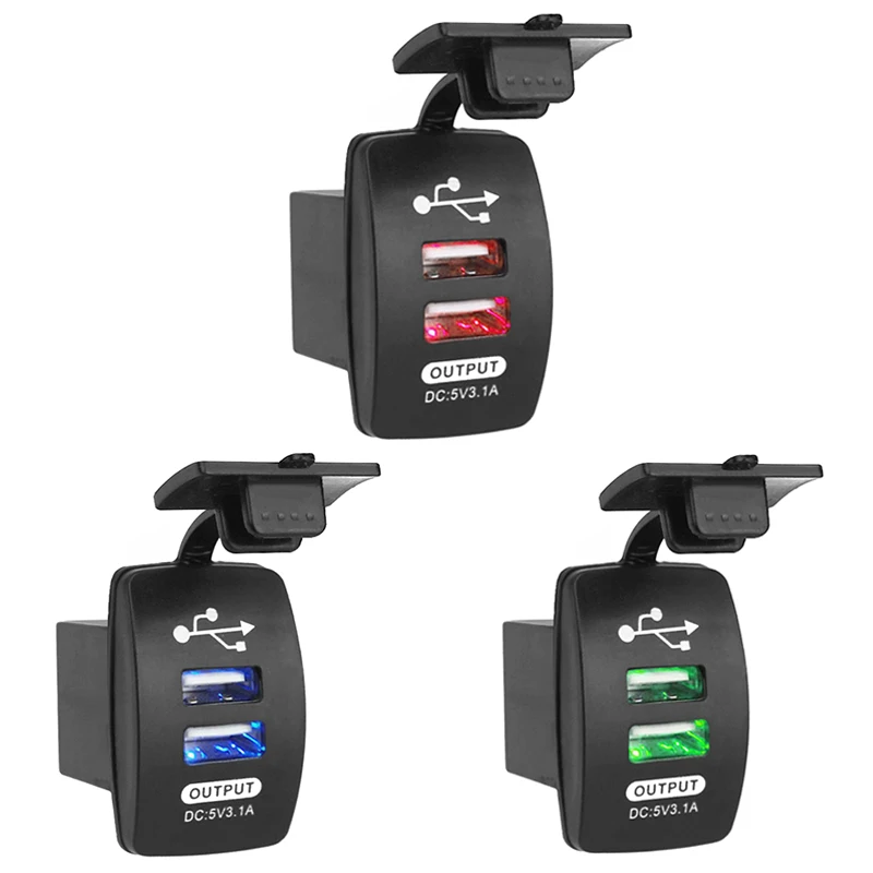 12 V-24 V Мини двойной микро порт USB разъем Автомобиль Мотоцикл гнездо для автомобильного прикуривателя 5V 3.1A автомобиля Зарядное устройство с Водонепроницаемый Панель