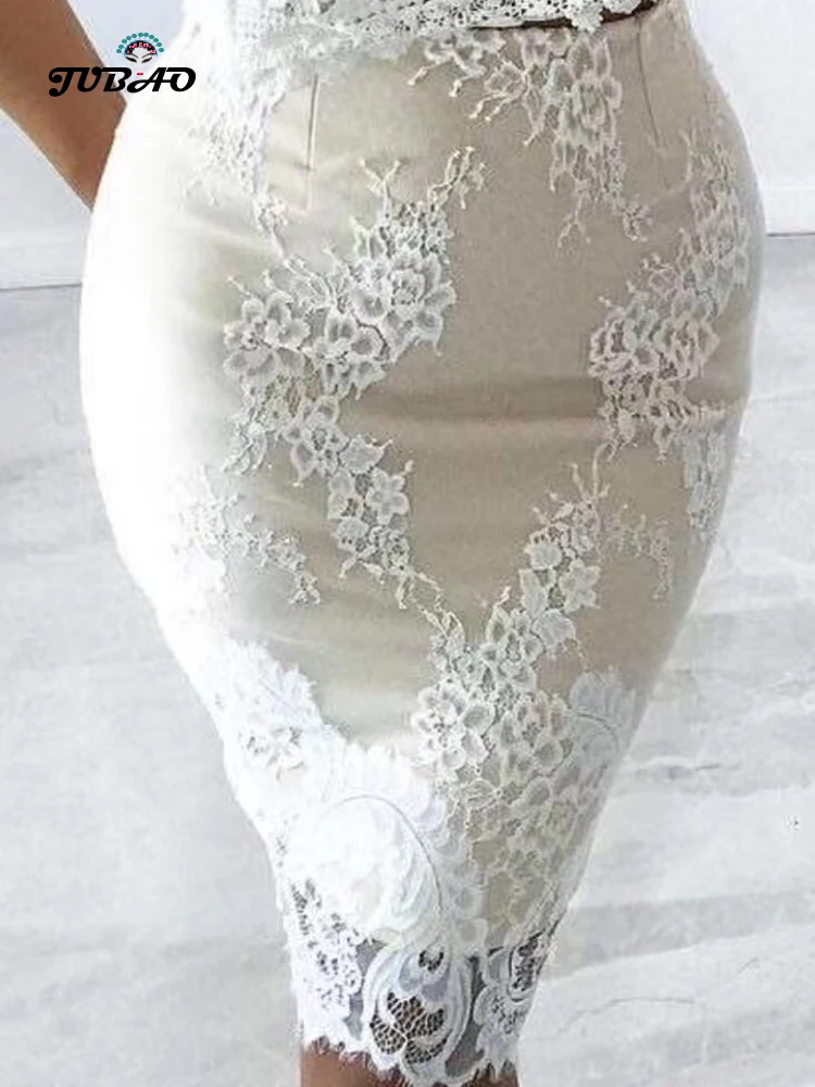 Beige Sexy Hollow Out Lace Date skirt flower Two 2 Piece Set white Bandage strapless off shoulder Casual Party Club Playsuits |