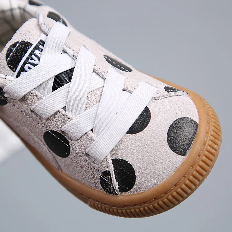 Детская повседневная кожаная обувь с волнистыми точками мягкие детские