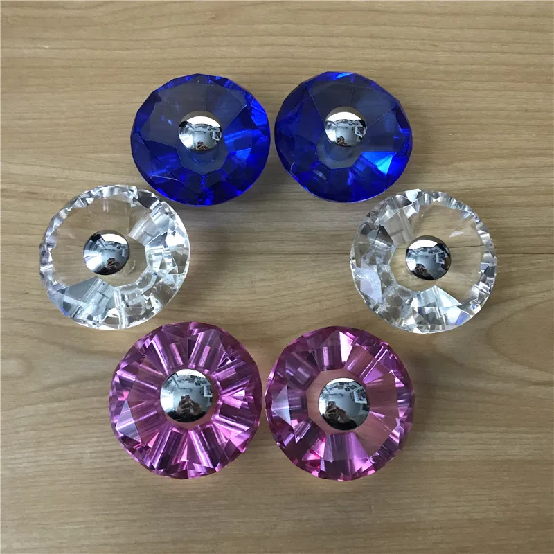 

1 PAIR 60MM 80MM 100MMM Round CLEAR Pink Blue CRYSTAL BATH DOOR KNOB CRYSTAL DOOR Pull Bathroom Door Handle
