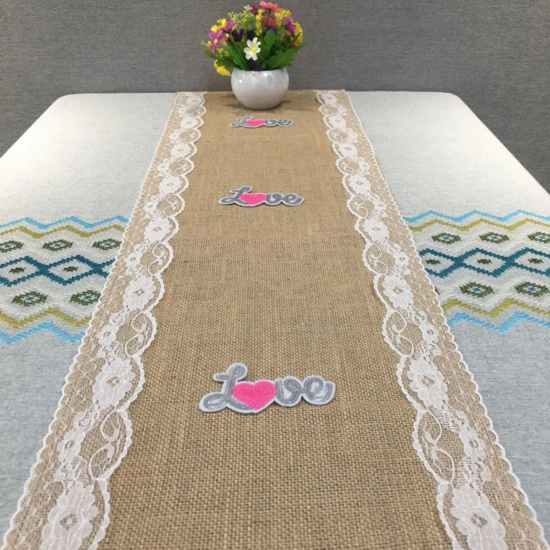 Винтажная льняная настольная дорожка из натурального мешковины свадебные