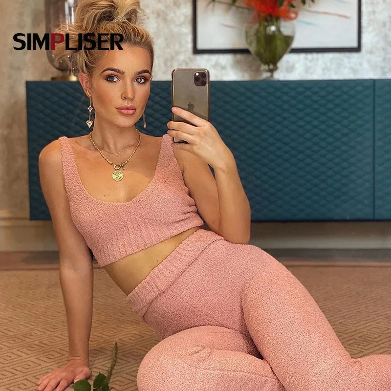 2020 Сексуальная женская трикотажная Домашняя одежда комплект из 2 предметов