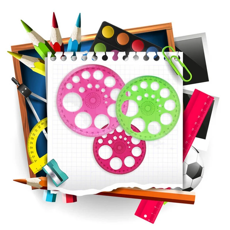 

1 Pcs Stationery 360 Degree Round Ruler Transparent Circle Office School Drafting Supply Protractor Modern Master Template