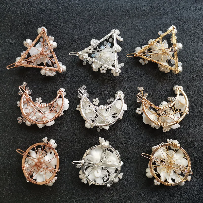 Женские Цветочные заколки для волос SLBRIDAL Металлические Керамические ручной