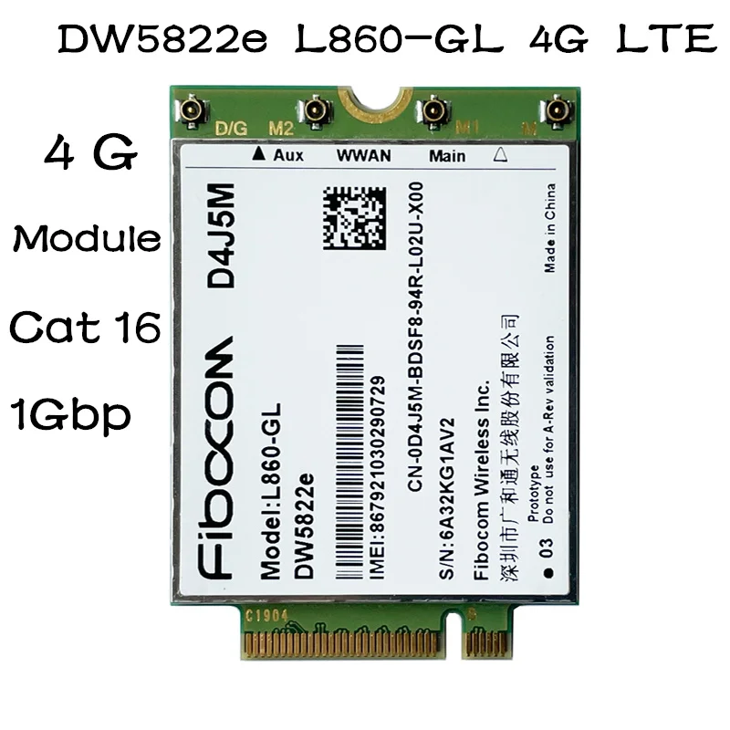 Módulo 1gbps Cat16 4g Cartão 4g Módulo M.2 para Dell Inspiron 7490 Notebook Portátil Dw5822e L860-gl D4j5m 4g