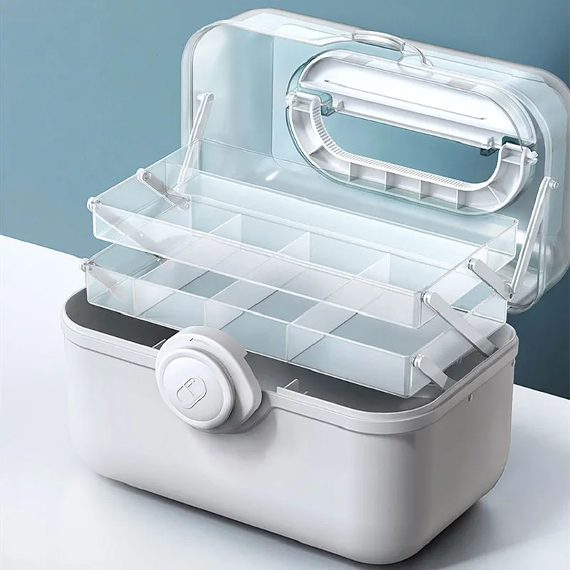 

Portable First Aid Kit Storage Box Family Emergency Kit Plastic High Capacity Sundries Case with Handle Medicine Chest