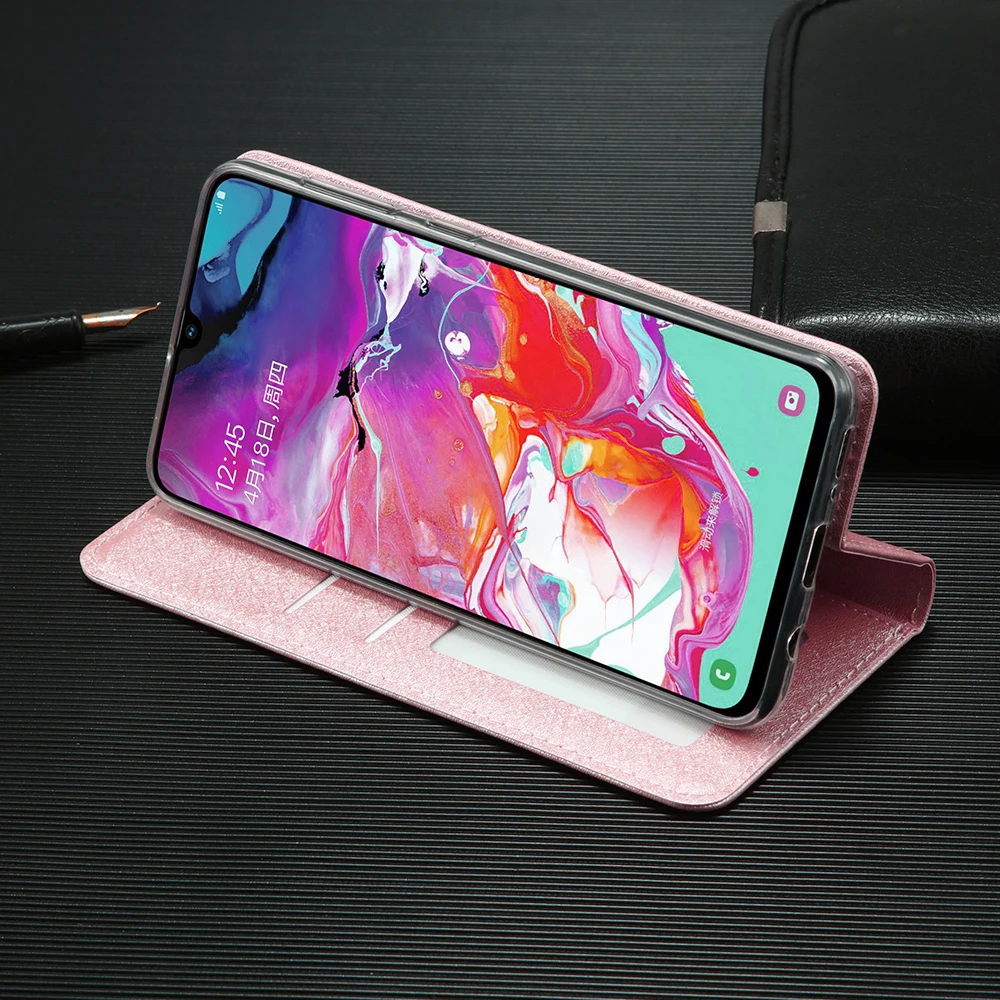 Чехол бумажник из шелковой кожи для Samsung Galaxy A50 A70 S8 S9 S10 S20 Plus ультра откидной