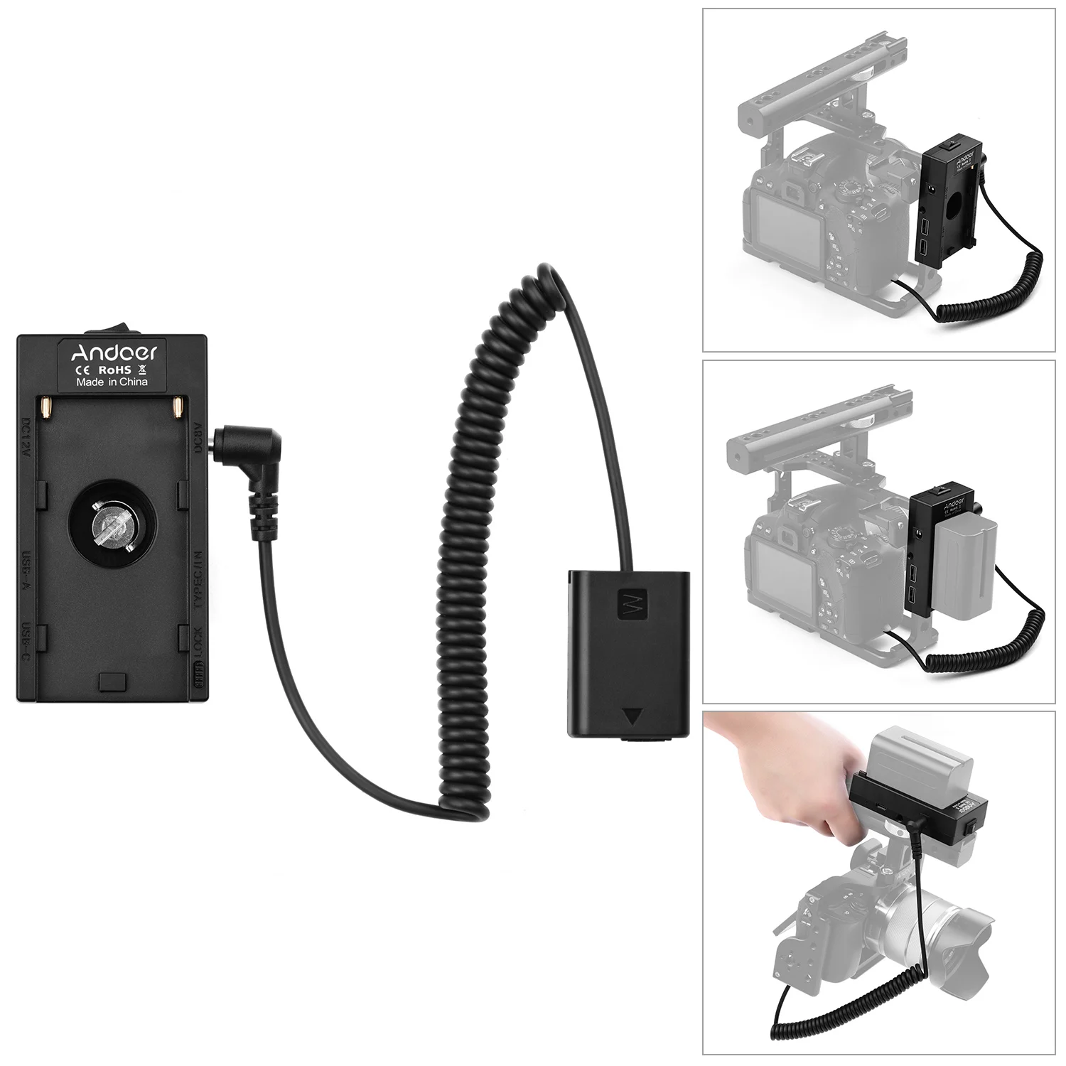 Andoer F750 Battery Plate Holder Adapter+FW50 Dummy Coupler for Sony A7/A7R/A7S/A7II/A7RII/A7SII/A6300/A6400/A6500 | Электроника