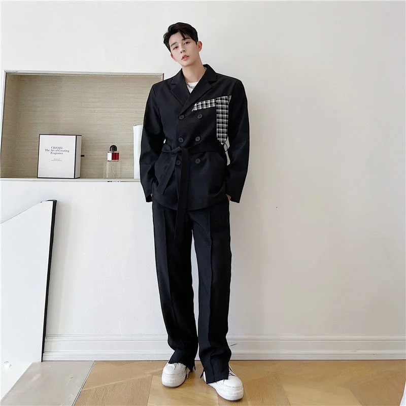 Мужской осенне-зимний приталенный двубортный Блейзер IEFB в Корейском стиле