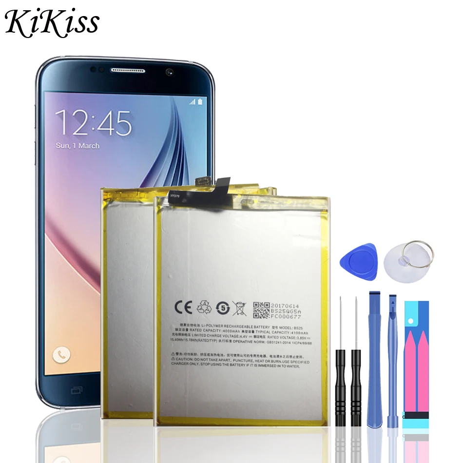 Перезаряжаемый литий полимерный аккумулятор BS25 емкостью 4100 мАч для смартфона Meizu