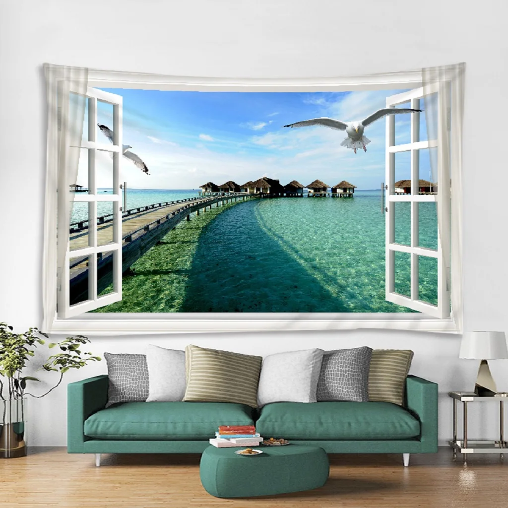 Настенный гобелен с пейзажем полиэстер 3D печать для гостиной спальни дома офиса