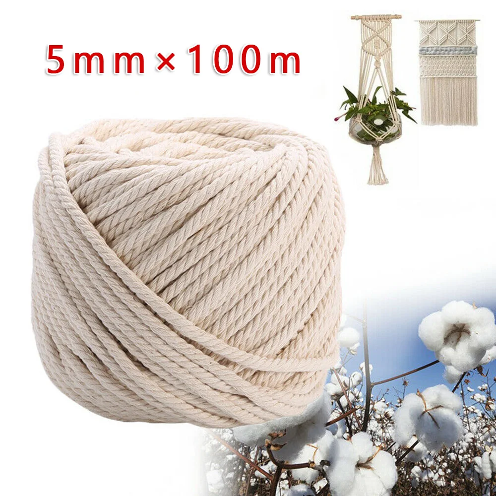 3/4/5 мм витой шнур из натурального хлопка ручной работы макраме | Дом и сад