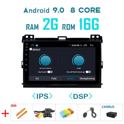2G 16G DSP canbus 1280P Android 9,0 4G 64G Carplay gps для Toyota LAND CRUISER Prado 120 Lexus GX470 мультимедиа DSP ips экран стерео без DVD Радио - Цвет: 2G 16G DSP canbus