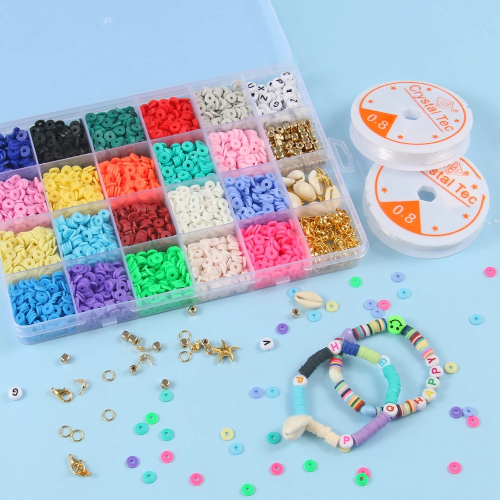 

Mixed Polymer Clay Acrylic Beads Jewelry Making Kits Soft Pottery Spacer ​Beads For Kids Girls DIY Bracelet Necklace Kits Sets