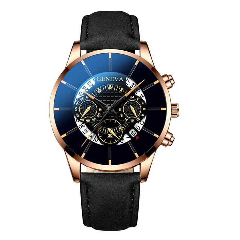 L rose gold black Роскошные мужские часы из нержавеющей стали, часы с датой, кожаный сетчатый ремень, ультра тонкие наручные часы, спортивные деловые мужские часы, Relojes Masculino - Цвет: L rose gold black