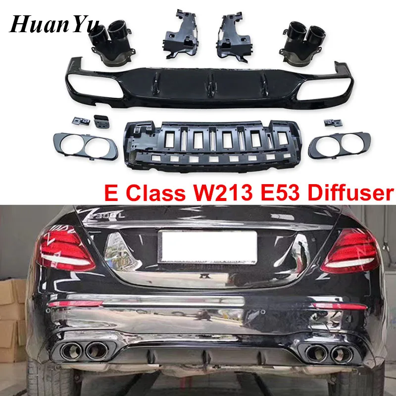 

E53 Style Diffuser with Exhaust Tips for Mercedes Benz E class W213 Sport Edition Rear Bumper Lips E200 E300 E320 E350 2016-2020