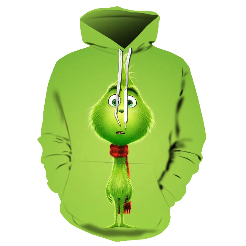 3D Grinch Толстовка Рождество мультфильм анимация зеленая монстры Мужская и Женская