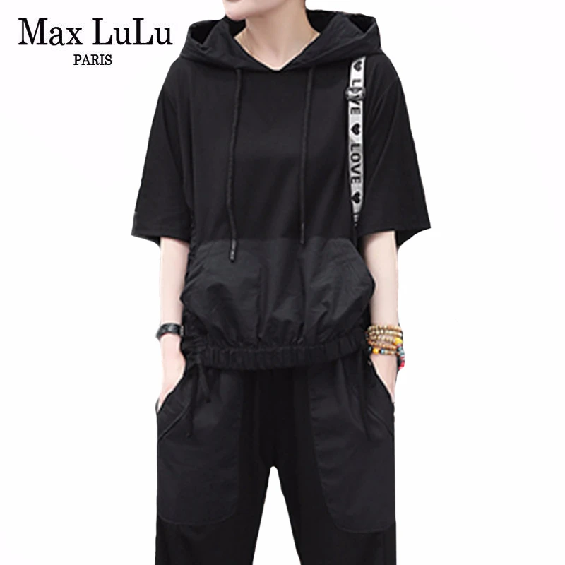 Max LuLu 2020 летние корейские модные стильные женские свободные комплекты из двух