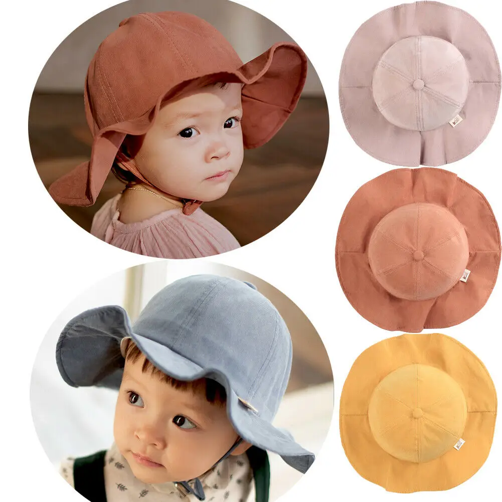 Милые детские Панамы Детские однотонные желтые хаки шапки для рыбака девочек
