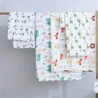 Двухслойное муслиновое детское одеяло из 100% хлопка, мягкое мультяшное одеяло для новорожденных, легкая ткань для купания, накидка в коляску 110*120 см
