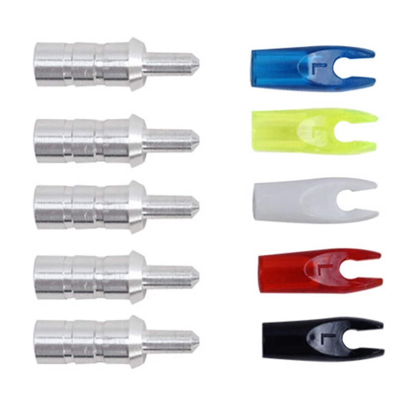 

Outdoor Archery Arrow Aluminum Nock Pin Plastic Tail Set ID6.2mm Shaft Durable