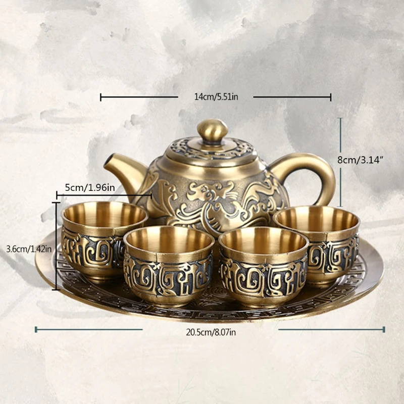 

Tea Decanter Set With Cups And Serving Tray Wine Accessory Luxurious Gift Craftsmanship Set H3CC