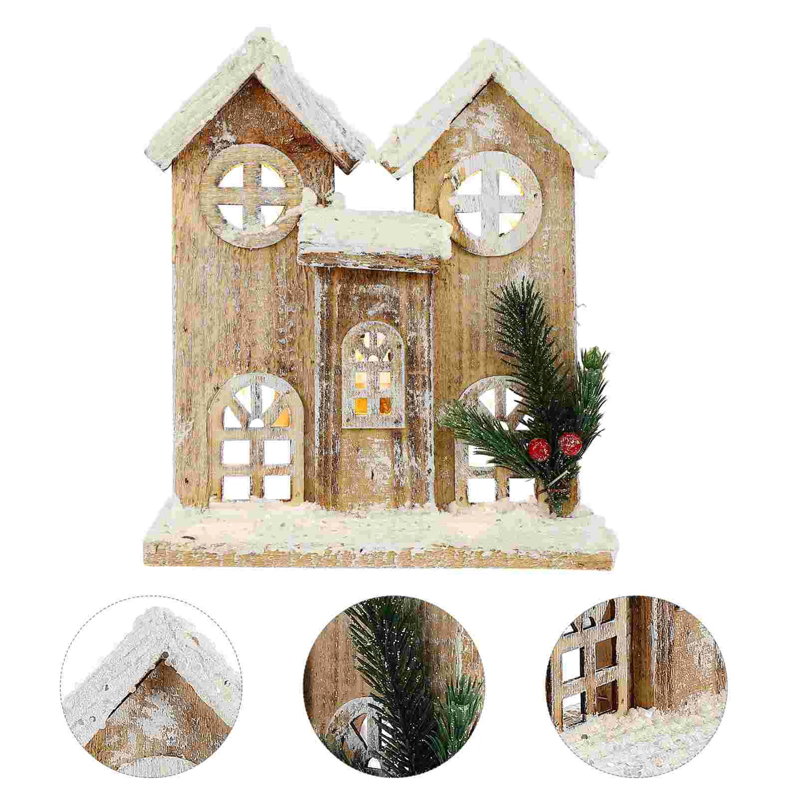 

1pc Xmas Glowing House Decor Creative Xmas Party House Snow Scene Adornment Prop