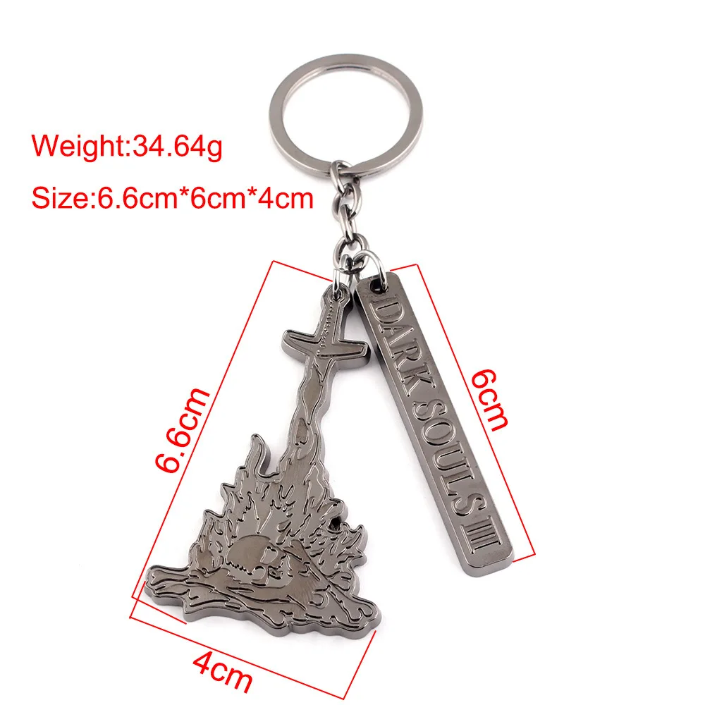 

Game Jewelry Dark Soul 3 Keychains Bonfire Keyring Holder PS4 Metal Pendant For Fans Men porte clef llaveros Souvenir