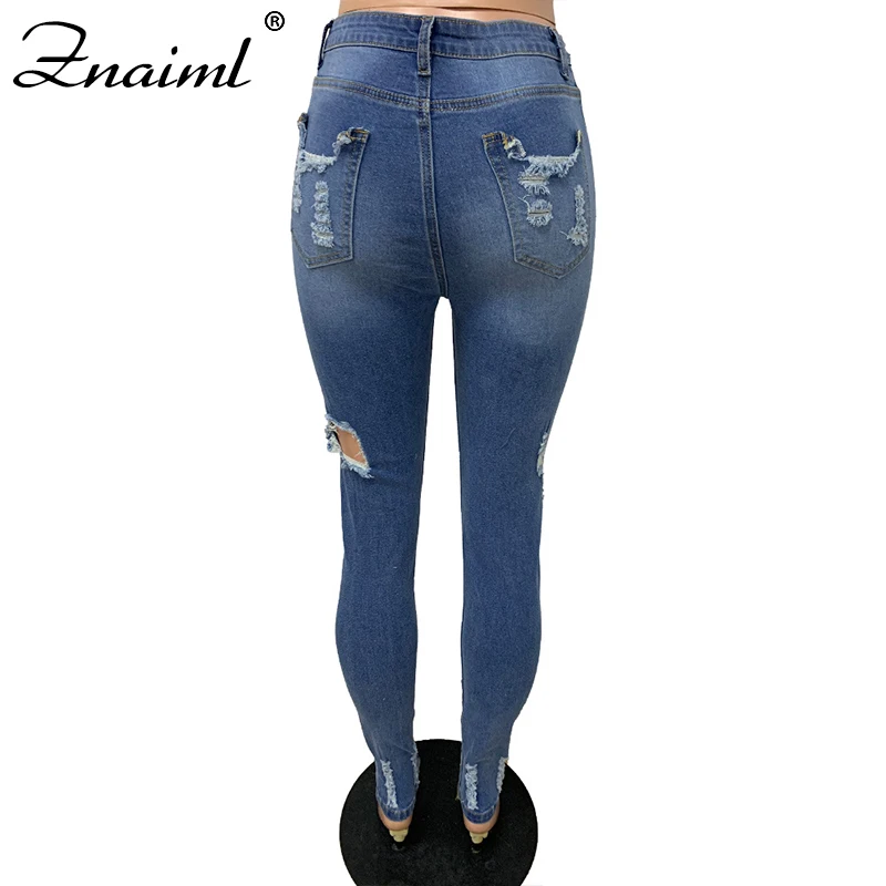 

Znaiml High Waist Skinny Ripped Hollow Out Denim Jeans Boyfriend Trousers For Women Pencil Pants Vintage Stretch Slim Sexy Jeans