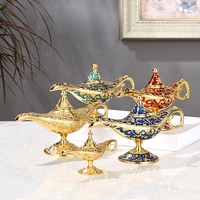 new aladdin magic lamp decoration miniature figurines european vintage home decor russian wishing lamp metal decorations crafts