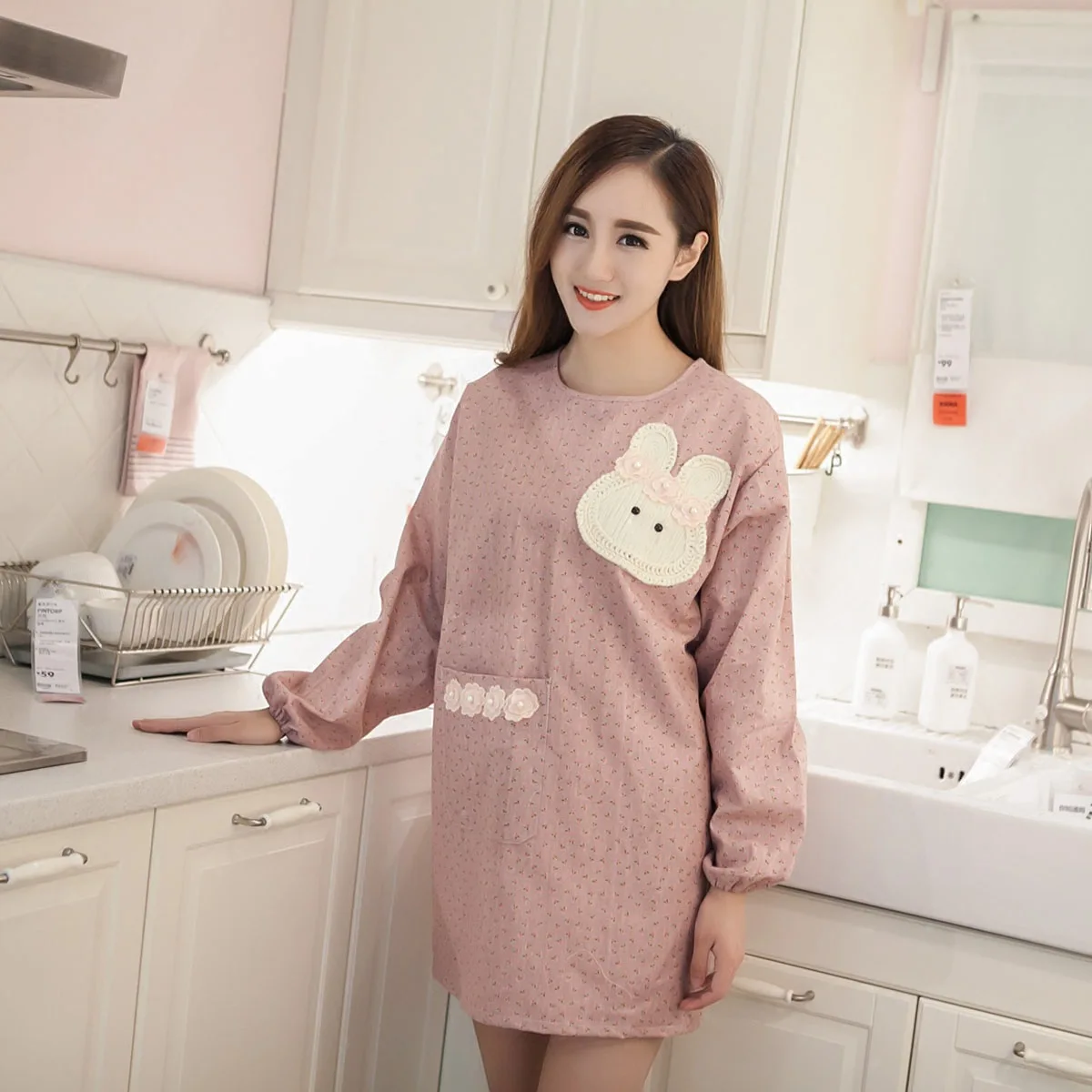 

2020 Home Fashion Long Sleeve Apron Kitchen Apron