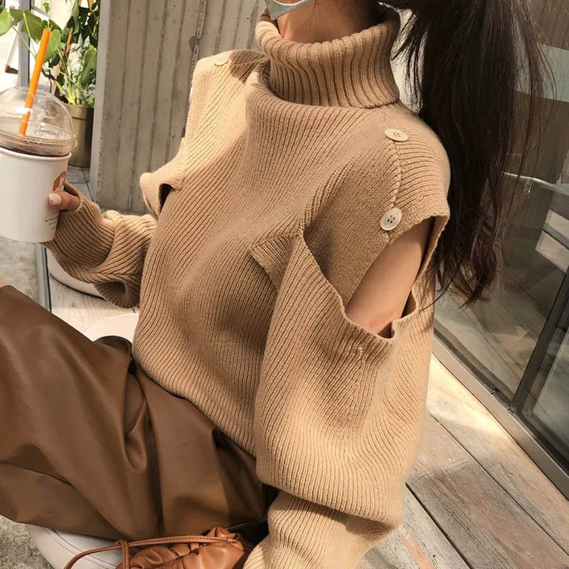 2019 зимний женский свитер с открытыми плечами однотонный базовый джемпер осенний