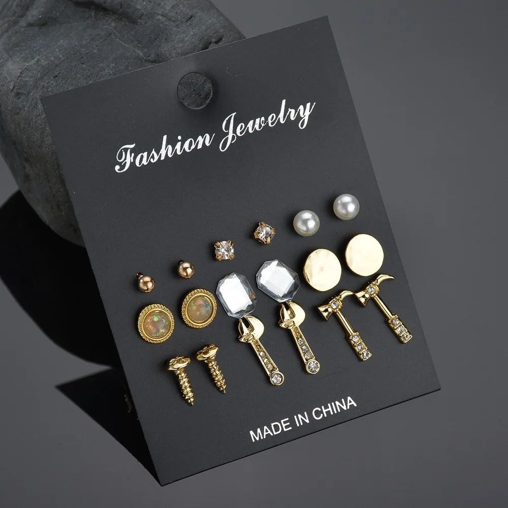 9 пар Забавный круглый Детский рюкзачок жемчужный опал Стразы гаечный ключ