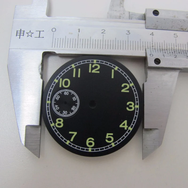 

38.9mm black luminous dial fit Unitas ETA 6497 movement numeral Watch