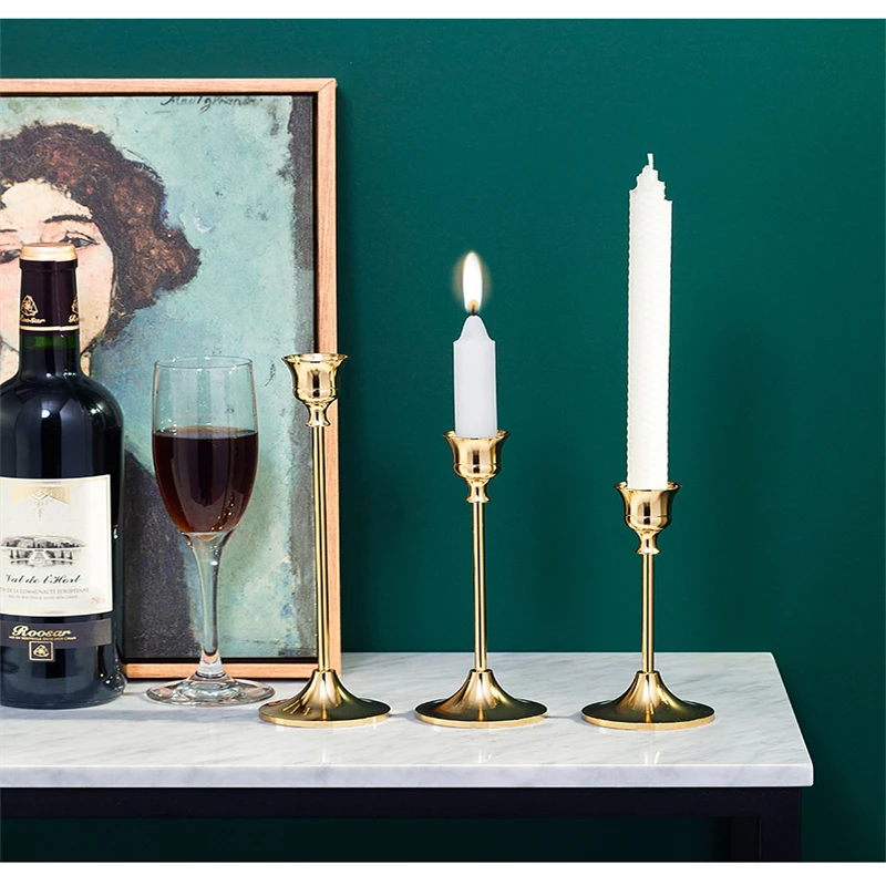 3 шт./компл. простые моменты Ретро держатели для бронзовая свеча Свадебная