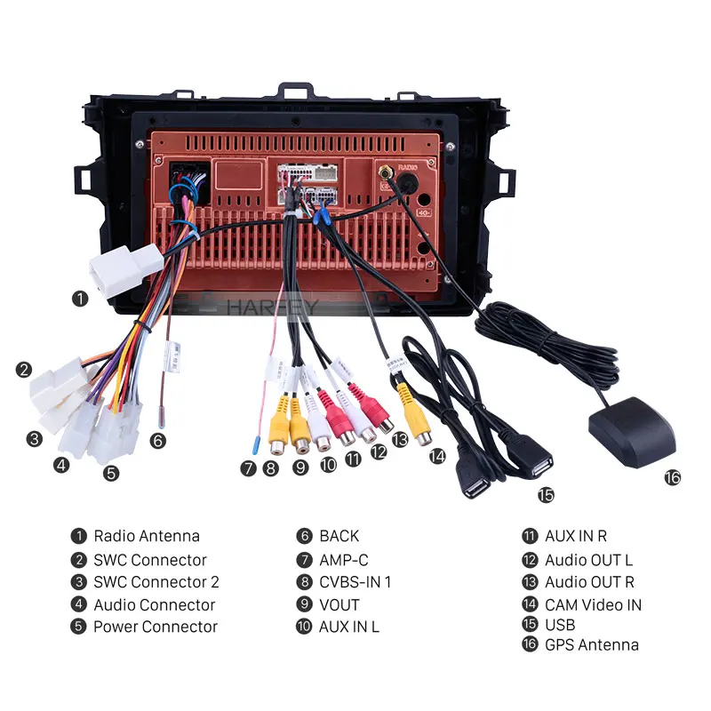 Harfey Автомобильный мультимедийный плеер Android 9 1 GPS навигация для Toyota Corolla 2006 2007 2008
