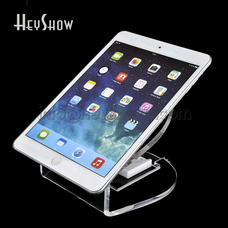 Transparent Acrylic Tablet Security Display Stand Ipad Burglar Alarm Charging Anti-Theft Holder Base For Andriod Apple Exhibit