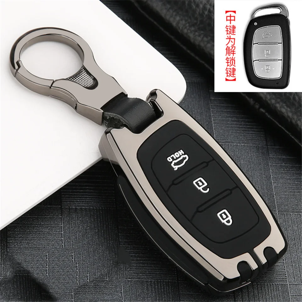 Autoschlüsselanhänger Tasche Ersatz Für Remote Key Shell Case Kompatibel Mit Hyundai Sonata 2015-2019 Tucson Elantra Car Smart Keychain Münzhalter Auto Remote Keyring Wallet 