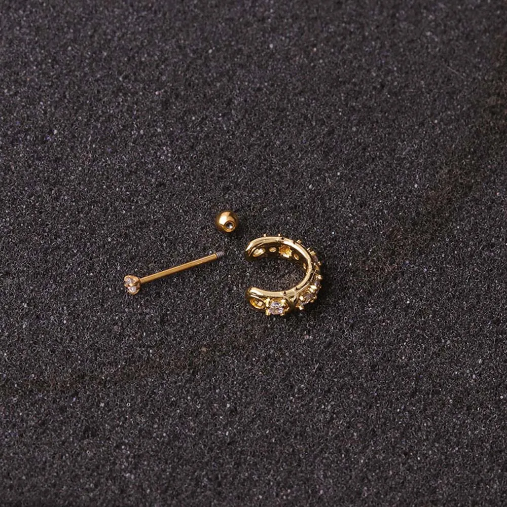 Серьга-штанга из нержавеющей стали с кольцом для Пирсинга Ушей шикарная